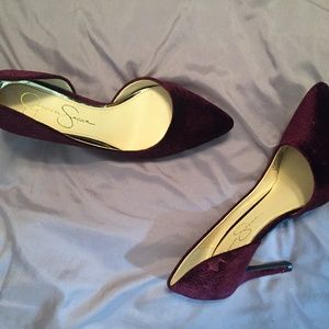 Jessica Simpson Velvet Purple Heels